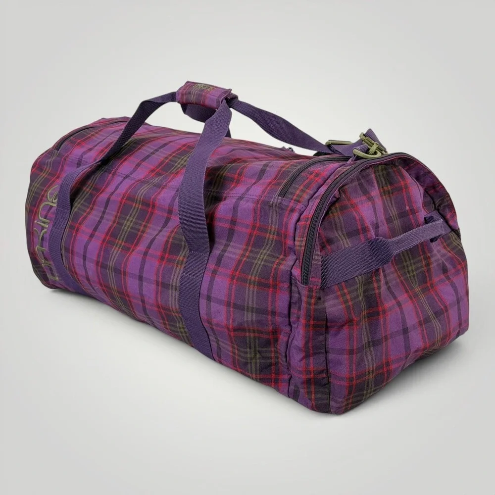 Dakine EQ Large Duffel Bag 26 Purple Plaid Travel Gym Overnight Bag